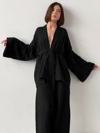 Intims - Ensemble Peignoir & Pantalon en Gaze de Coton - 58476FR