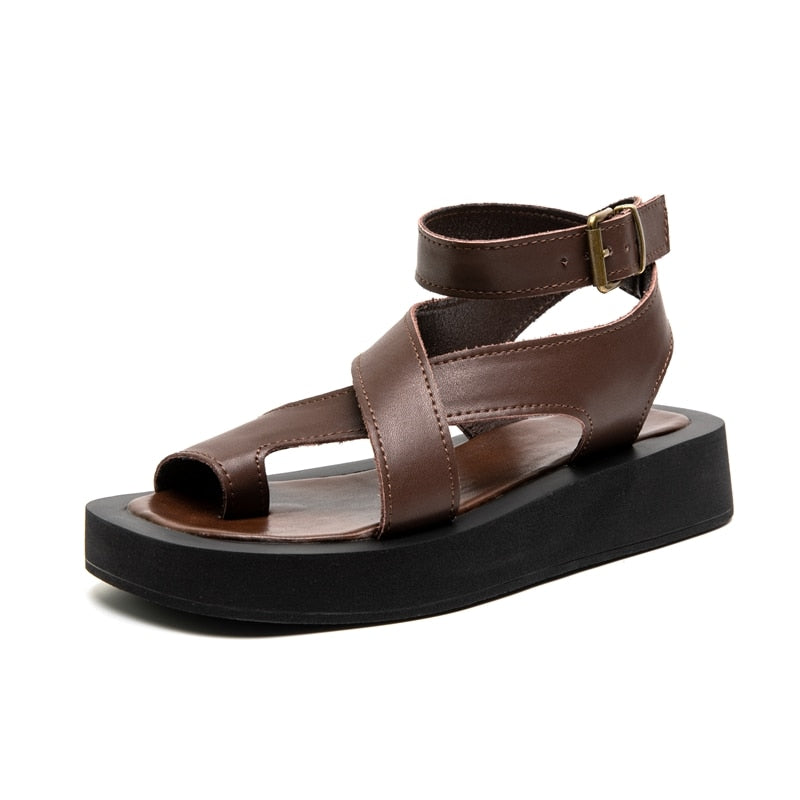 Roman leather wedge sandals