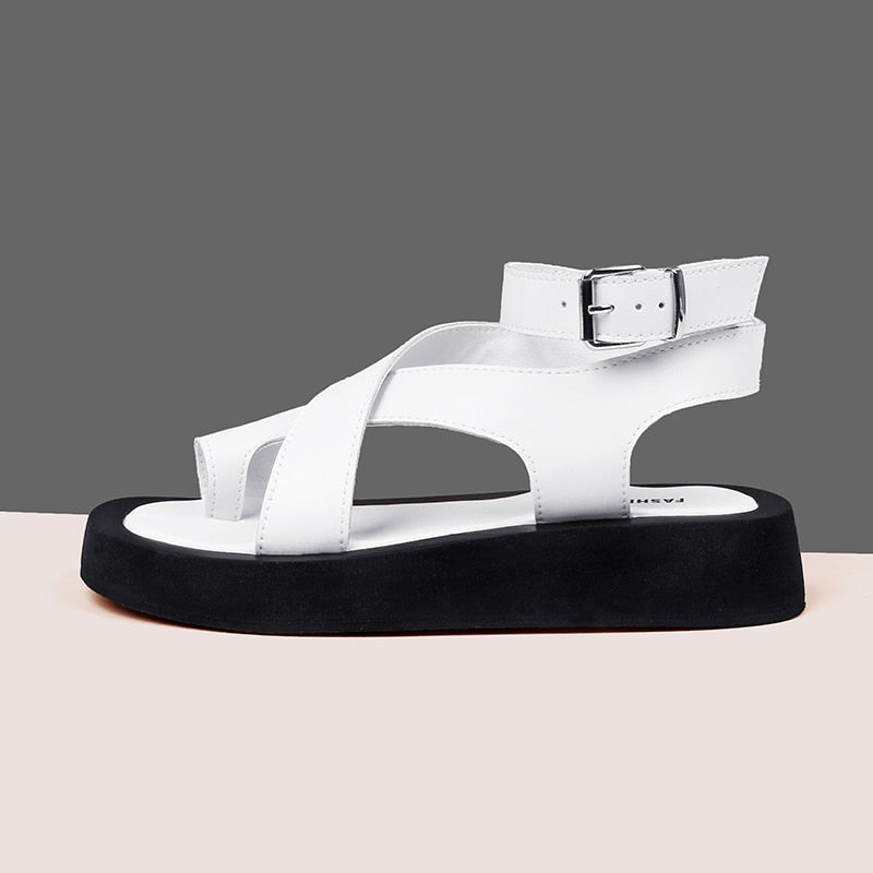 Roman leather wedge sandals