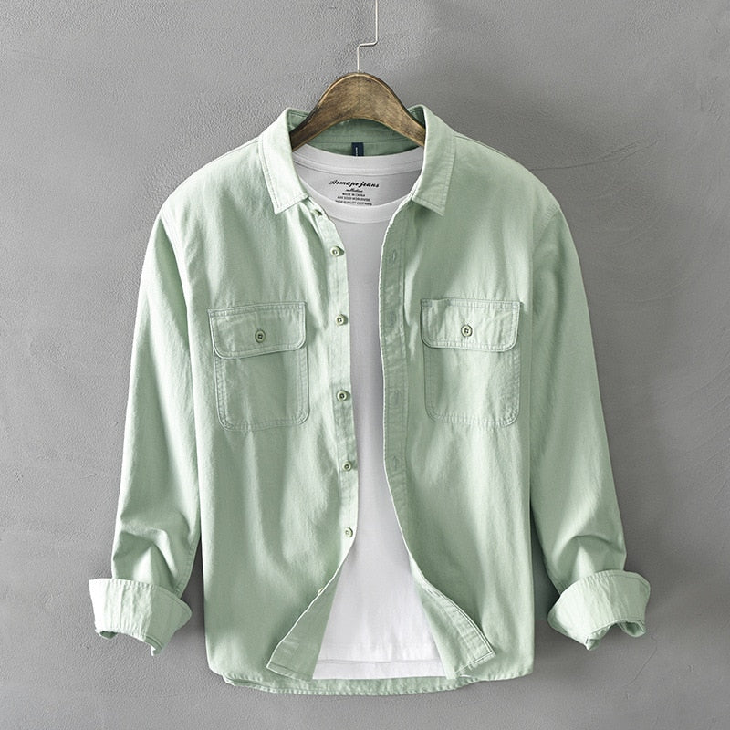 Retro Cotton Long Sleeve Shirt