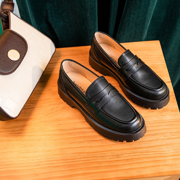 Mocassins décontractés à semelles épaisses - Cuir véritable