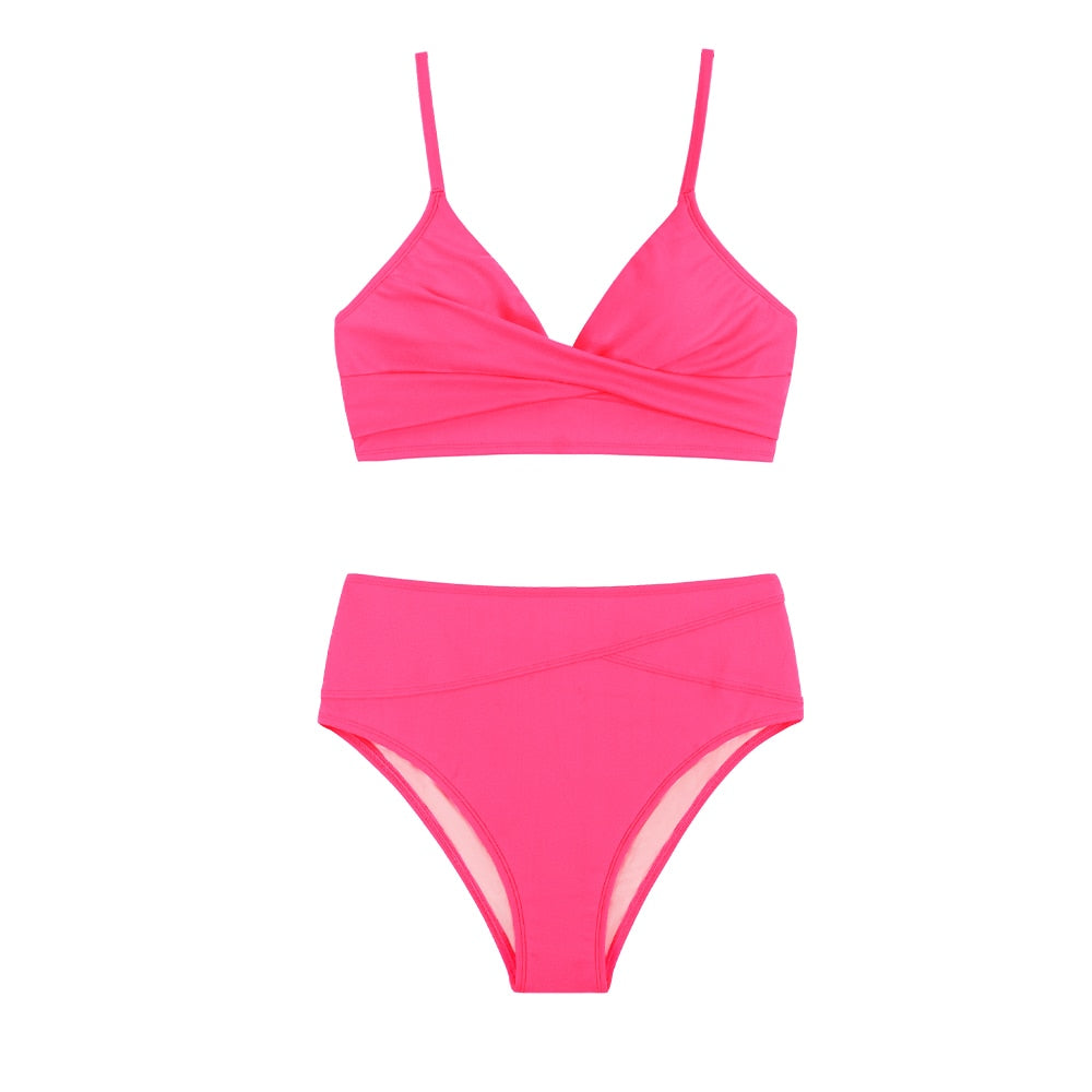 Bikini à taille haute avec bralette torsadée