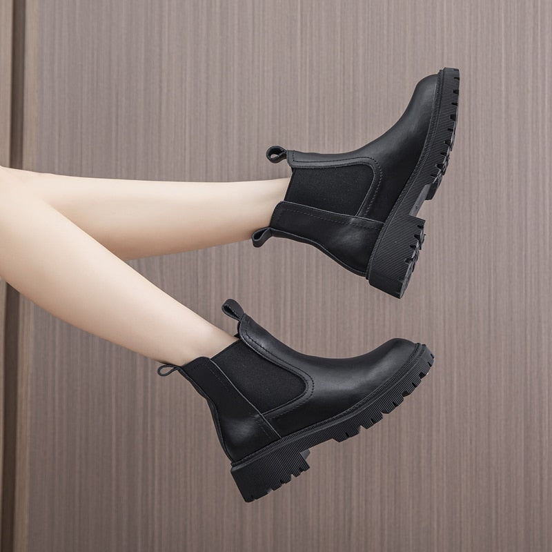 Bottines Chelsea rétro en cuir
