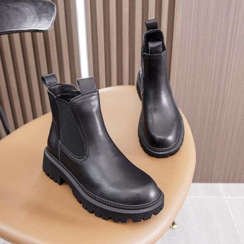 Bottines Chelsea rétro en cuir