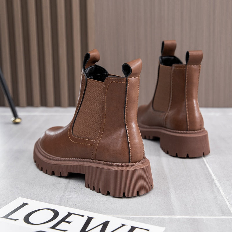 Bottines Chelsea rétro en cuir