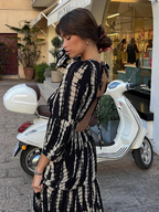 Robe longue Noir & Blanche à dos nu