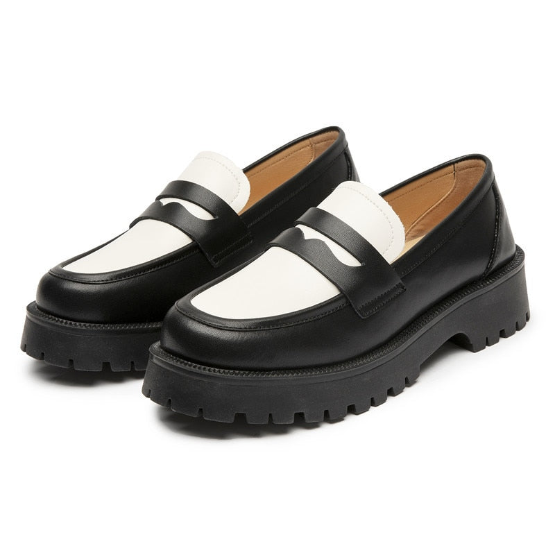 Mocassins décontractés à semelles épaisses - Cuir véritable