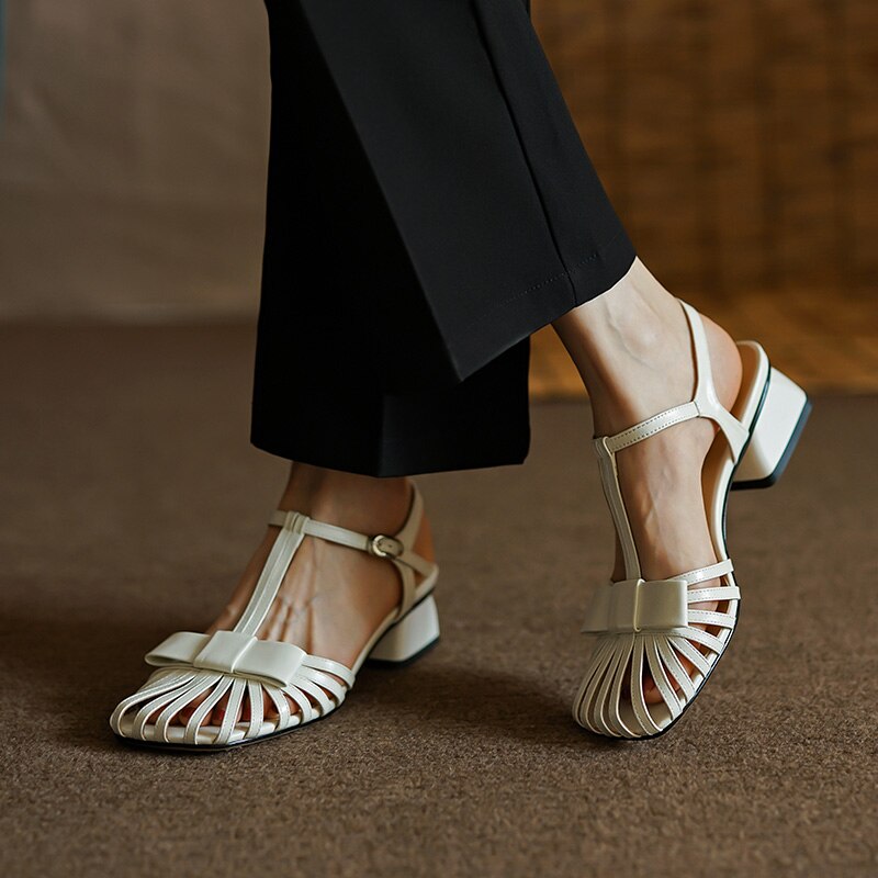 Gladiator sandals with bow - Leather